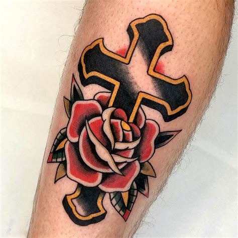 tattoo crossover|traditional tattoo cross.